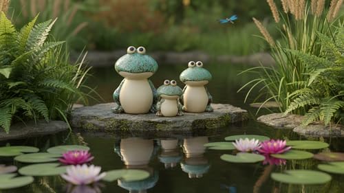 Frog Garden Decor Set of 3,Funny Cute Ceramic Frog Garden Statues Yard Decoration Outdoor Holiday Decorations,Ideal Ornament for Outside Pond Pool Patio Front Porch Backyard (Green) - Image 3