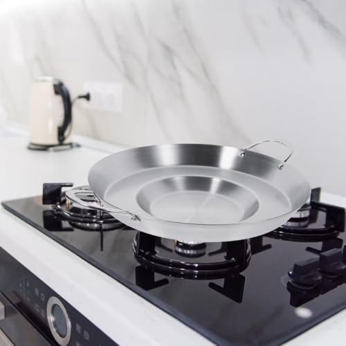Hemoton Stainless Steel Concave Frying Pan 38cm Flat Bottom - Image 7