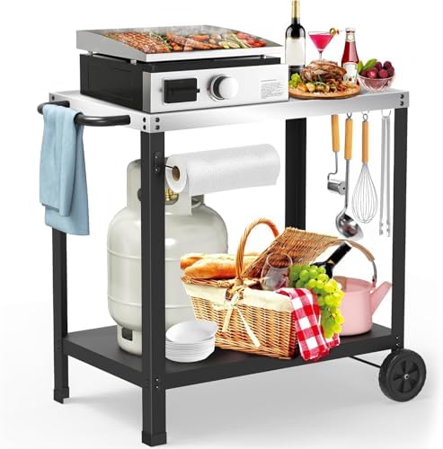 Yozoia Outdoor Grill Table for Blackstone Griddle, Grill Cart with Wheels by Unknown