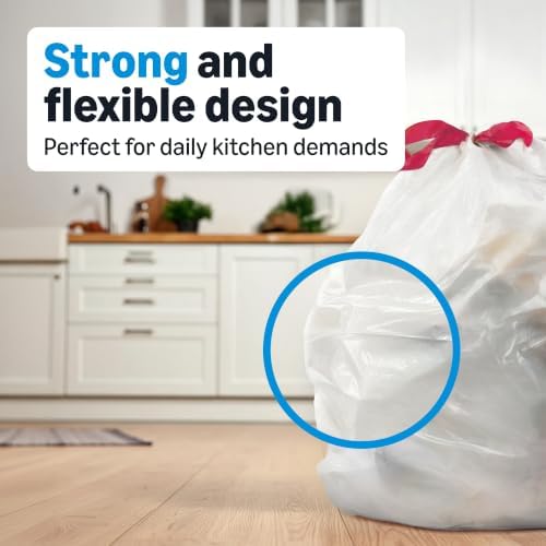 Amazon Basics Scented Trash Bags, Tall Kitchen Drawstring, Clean Scent, 13 Gallon, 200 Count, Pack of 1, Packaging May Vary - Image 3