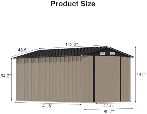 Patiowell 8x12 FT Outdoor Storage Shed, Brown - Image 3