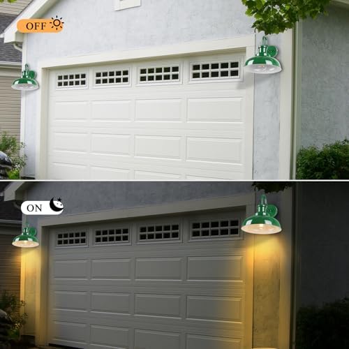 Outdoor Barn Lights - Rustic Farmhouse Exterior Mount Lights, Vintage Indoor/Outdoor Wall Lighting Fixtures, Industrial Green White Porch & Garage Lanterns - RZ007-2 GR+WH - Image 7