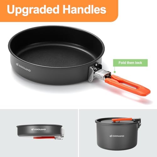 Odoland 15pcs Camping Cookware Mess Kit, Lightweight Pot Fry Pan Set - Image 3