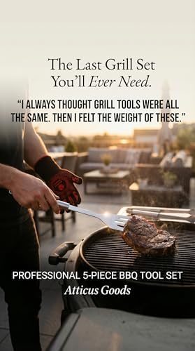 Stainless Steel Grill Set, 5 Piece Heavy Duty Barbecue Tools, BBQ Grilling Accessories Grill Kit with Tongs, Spatula, Fork, Gloves and Zippered Carry Bag, BBQ Grill Accessories - Image 6