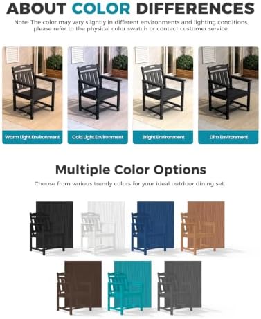 Ciokea HDPE Outdoor Dining Set of 4, Patio Table and Chairs Sets, Black - Image 6