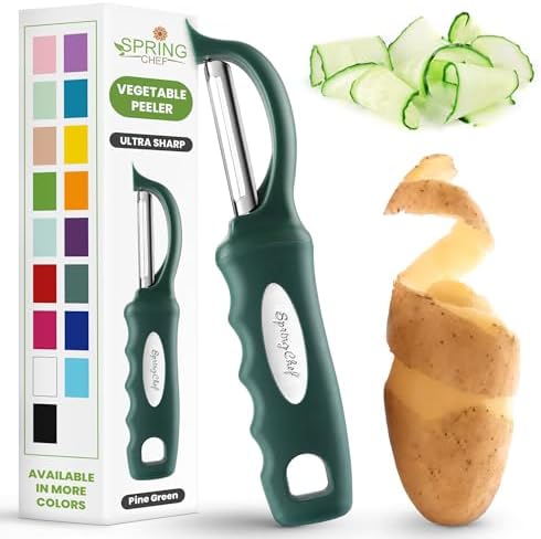Spring Chef Potato Peeler for Kitchen with Soft Grip Handle, Pine Green by SpringChef