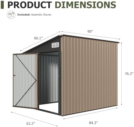 Aoxun 8x6 FT Lean to Outdoor Storage Shed with Sloping Roof - Image 2