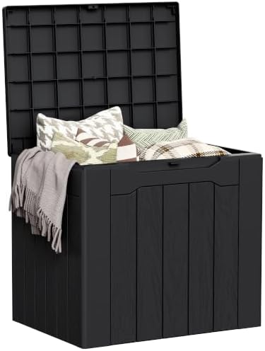 Greesum 33 Gallon Resin Deck Box Outdoor Storage Boxes, Dark Black by BuynowfromGreesum