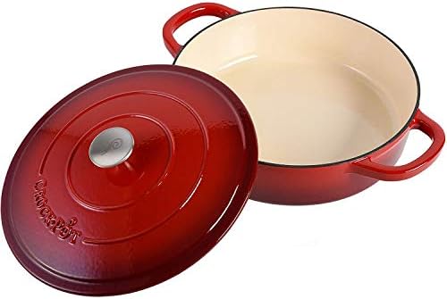 Crock-Pot Crock Pot Artisan Enameled Cast Iron Braiser W/Lid, 5 Quart, Scarlet Red - Image 3