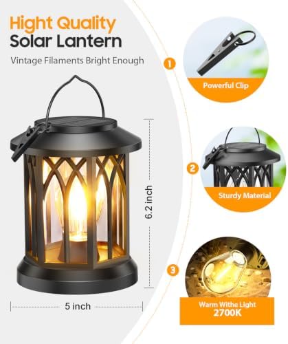 Solar Lanterns Outdoor Waterproof, Upgraded Hanging Solar Lights - Image 4