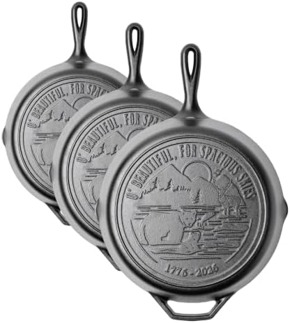 Lodge Pre-Seasoned Cast Iron Skillet, Spacious Skies, 12 Inch (Pack of 3) by Lodge