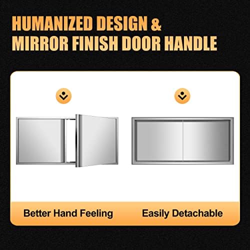 Outdoor Kitchen Doors 42W x 21H Inch Vertical Handle Double BBQ Access Doors, 304 Stainless Steel for Outdoor Kitchen Cabinet Grill Station or BBQ Island - Image 4