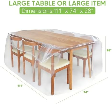 4 Mil Plastic Outdoor Patio Table Cover, Waterproof 111x74x28 Inch, 2 PCS - Image 2