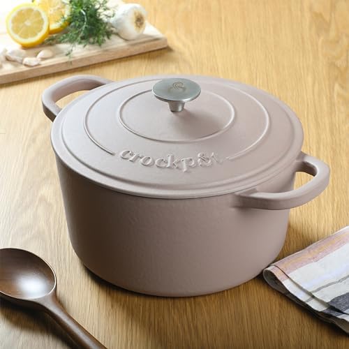 Crock Pot Artisan 7-Quart European Enameled Round Cast Iron Dutch Oven Pot With Lid - Matte Dusty Pink - Image 4