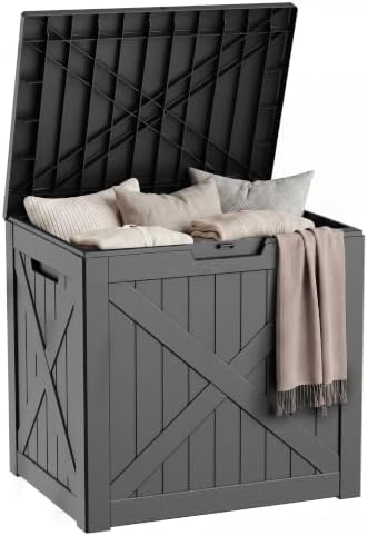 40 Gallon Outdoor Storage Box Waterproof, UV Resistant Resin Deck Box for Patio Furniture, Outside Storage Box for Garden Tools, Patio Cushions, Black by KFY