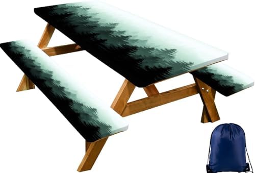 CAPSCEOLL Fitted Picnic Table Cover with Bench Covers 5ft - Green Forest by CAPSCEOLL