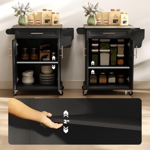 HOMCOM Kitchen Island on Wheels with Stainless Steel Countertop Black - Image 6