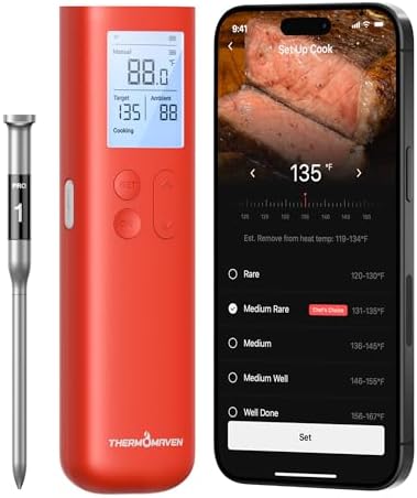 ThermoMaven Sub-1G Smart Wireless Meat Thermometer with Standalone Base by ThermoMaven
