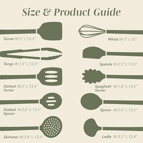 COOK WITH COLOR Silicone Cooking Utensils, Kitchen Utensil Set, Easy to Clean Silicone Kitchen Utensils, Cooking Utensils for Nonstick Cookware, Kitchen Gadgets Set, 10 Pieces, Green - Image 6