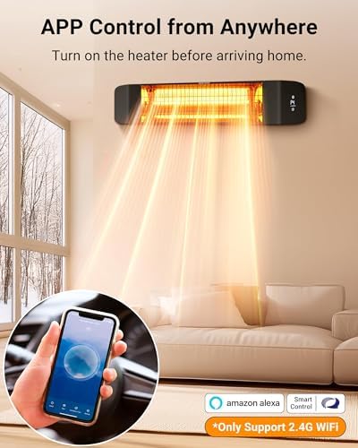 PASAPAIR 1500W Electric Infrared Patio Heater, Fast 3-Second Warmth, Black - Image 2