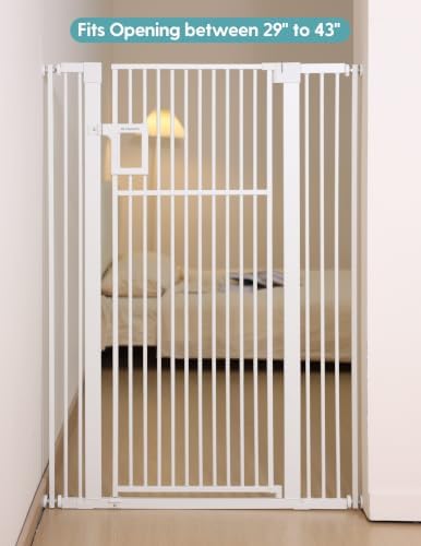 No Pawblems 55" Extra Tall Pet Gate, 29"-43" Wide Dog Gate Indoor, White - Image 6