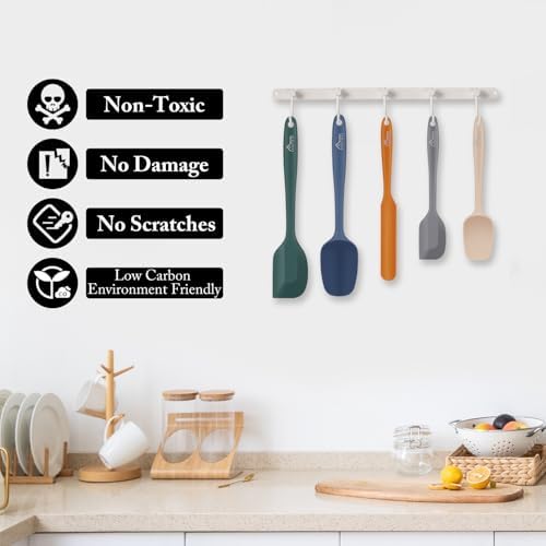 HOTEC 600℉ Heat Resistant Silicone Rubber Spatula Set, Neutral, Set of 5 - Image 5