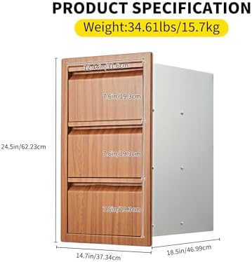 Takywep Outdoor Kitchen Drawers 14.7W x 24.5H x 18.5D, Flush Mount - Image 2
