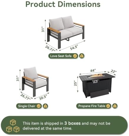Aoxun Patio Furniture Set, Aluminum Outdoor Furniture with Fire Pit Table - Image 5