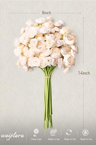 Fake Flowers Faux Flower Artificial Ranunculus Flowers Champagne Peonies - Image 4