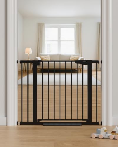Cumbor 30-40.6 in Baby Gate for Stairs and Doorways, Dog Gate Indoor Black by Cumbor