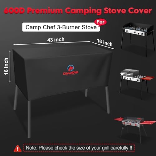 Comnova Grill Cover for Camp Chef 3 Burner Stove - 600D Outdoor Camping Stove Cover Waterproof, 3-Burner Griddle Covers for Camp Chef TB90LW, TB90LWG, TB90LWG15, PRO90, SPG90B, Tundra Pro 16 and More - Image 2