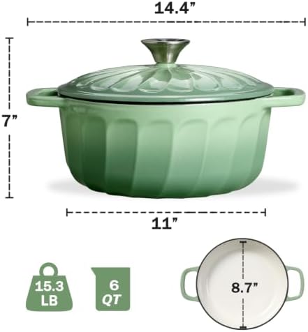 Enameled Cast Iron Dutch Oven Pot with Lid, 6 QT Large Dutch Oven - Image 2