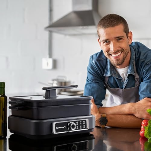 Indoor Grill, Techwood Electric Indoor Grill Griddle 7.5-Quart 1500W Versatile Multi-Cooker with 5-Level Heat Settings, Come with Removable Non-stick Grill Pan& Cooking Pot, Dishwasher Safe - Image 6
