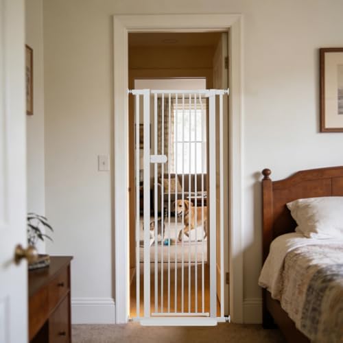 Lumizone Extra Tall Cat Gate 61.02" High 26.18"-29.91" Wide Pet Gate White by Lumizone