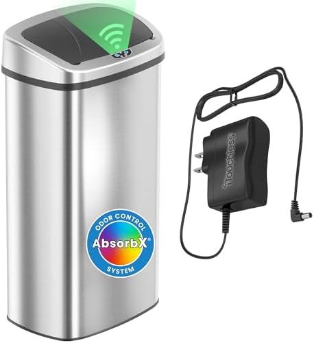 iTouchless 24 Gallon Large Sensor Trash Can with AC Adapter | Odor Filter by Unknown