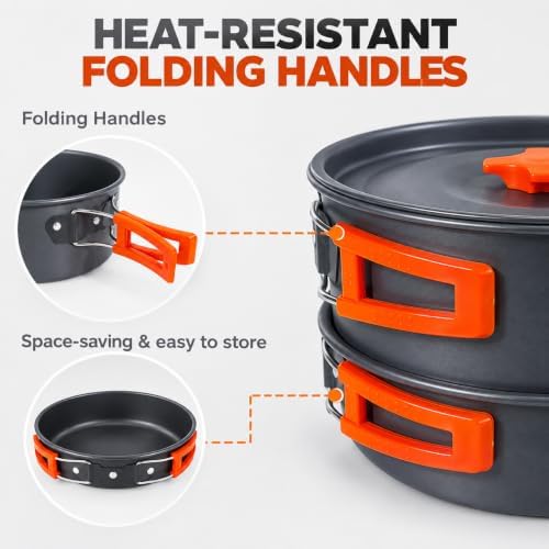Camping Cookware Set, Camping Pots and Pans Set for 1-3 People - Image 4