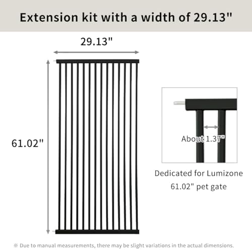 Lumizone Extra Tall Cat Gate Extension Kit 61.02" High 29.52" Wide Black - Image 3