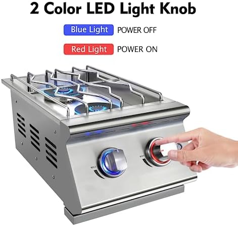Double Grilling Side Burners for Outdoor Grill, Sturdy 304 Stainless Steel, with Liquid Propane Kit, Drop-in Side Burner for Outdoor Kitchen BBQ Island, 2 * 15,000BTU Natural Gas Side Burner - Image 3