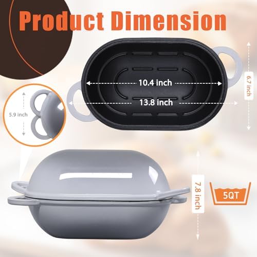 2.5 QT Enameled Cast Iron Sourdough Bread Oven, Loaf Pan with Lid - Image 4