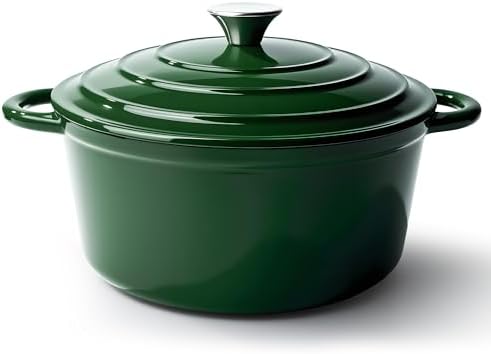 4.5 Quart Dutch Oven Pot with Lid, Non Stick Enameled Cast Iron Dutch Oven for Bread Baking, Heavy-Duty, Oven Safe Ceramic Cookware Up to 500°F for Baking, Braising, Stews, Roasting, Green by Fijinhom