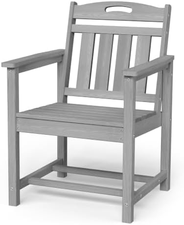 HDPE Outdoor Patio Dining Chairs with Wide Seat, Oversized, Grey by Suunyn