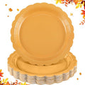 NatNarr 30 Pk Orange Plates 9" Scalloped Fall Thanksgiving Dessert Plates by NatNarr