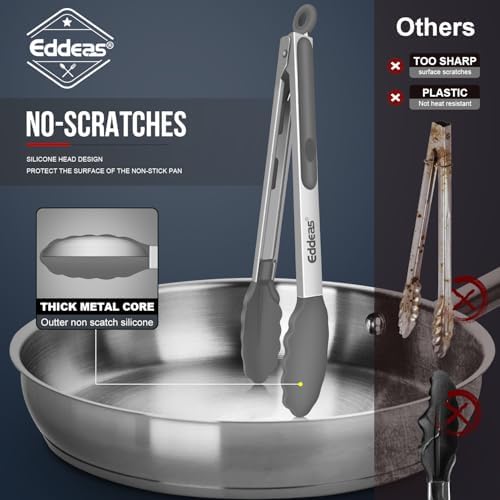 Kitchen Tongs Up To 600°F Silicone Tongs for Cooking 7,9,12 in Grey - Image 3