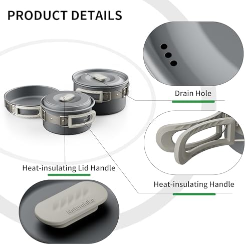 Naturehike Camping Cookware Set Mess Kit for Backpacking Gear, Camp Cooking Set, Camping Pots and Pans Set for Outdoor Backpacking Camping Hiking Picnic - Image 4