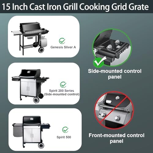 Utheer 7522 Grill Grates for Weber Spirit 200 Side Control Genesis Silver A - Image 2