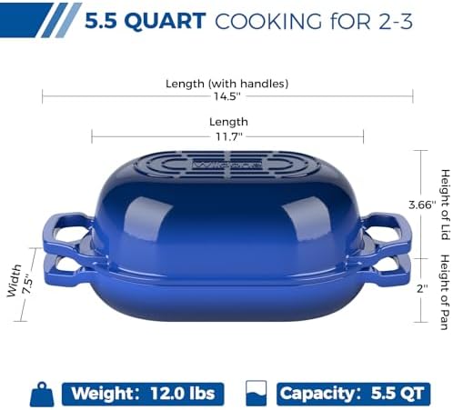 Wildone Enameled Cast Iron Dutch Oven Pot with Lid, Oval Bread Oven - Image 2