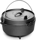 EDGING CASTING Pre-Seasoned Cast Iron Dutch Oven With Skillet Lid, Outdoor Camping Deep Pot for Camping Fireplace Cooking BBQ Baking Campfire, Leg Base, 4.5 Quart by EDGINGCOOKWARE