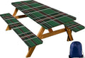 CAPSCEOLL Picnic Table Cover with Bench Covers 6ft - Green Buffalo Plaid by CAPSCEOLL