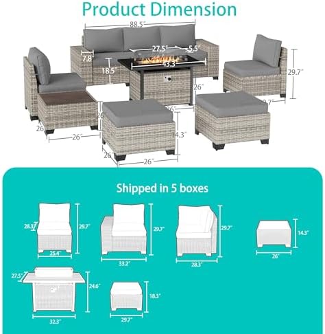 Outdoor Patio Furniture Set PE Wicker Rattan Outdoor Sectional Sofa - Image 4