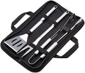 Amazon Basics 4-Piece Stainless Steel BBQ Grilling Tool Set with Carry Bag, Rust-Resistant, Dishwasher Safe by AmazonBasics